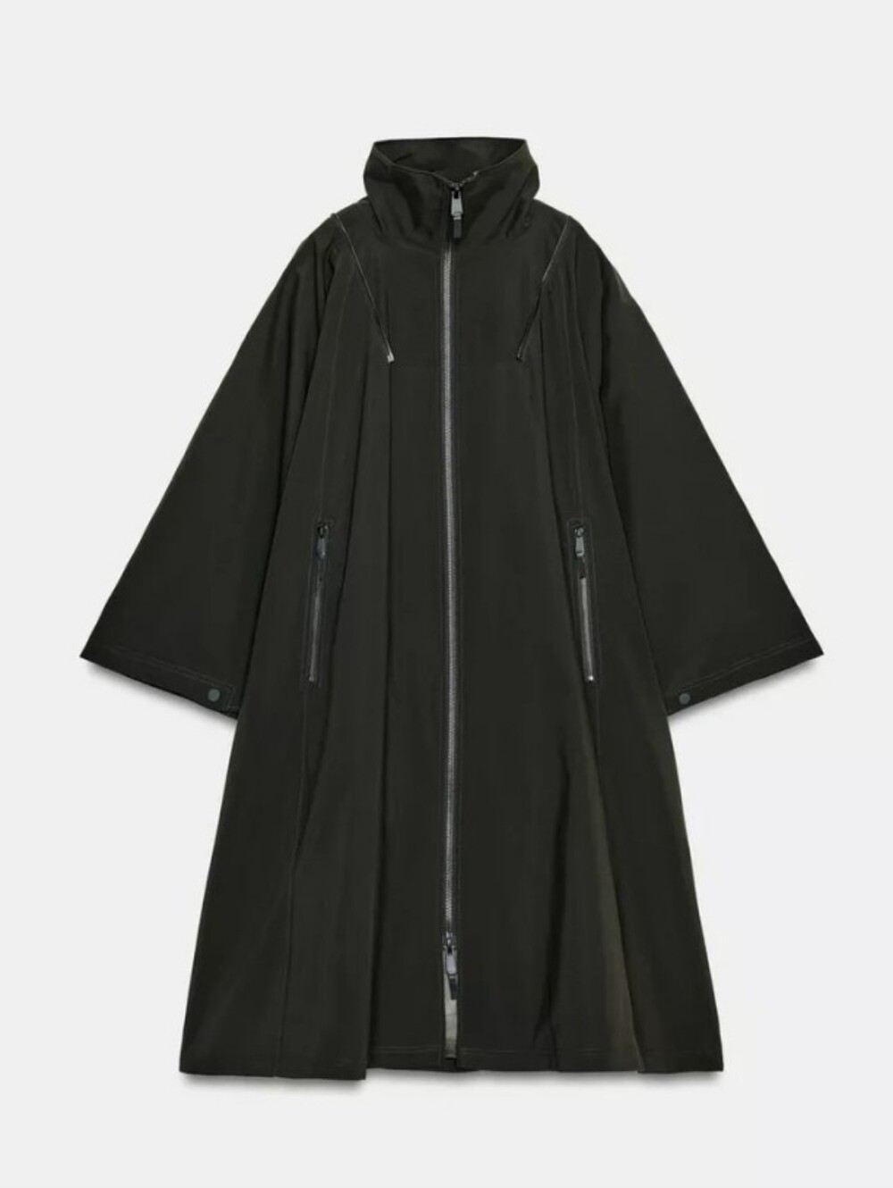 Zara Zw Collect Limited Edition Water Repellent Green Cape Coat Oversized Sz-M